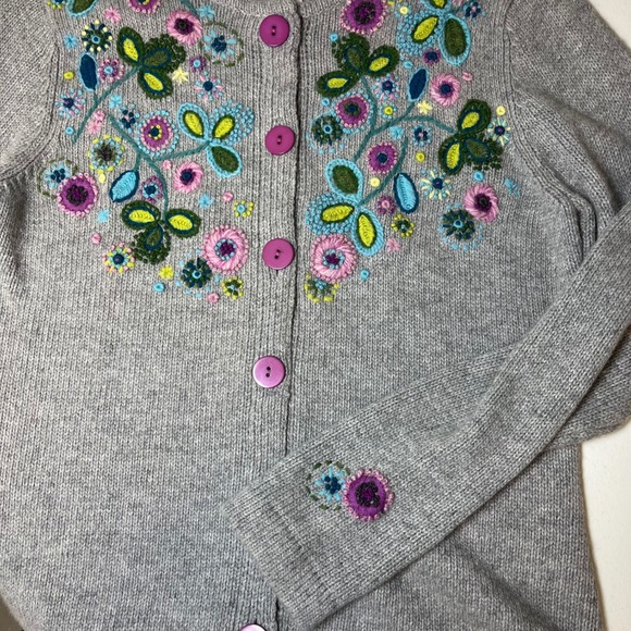 Talbots Embroidered Floral Cotton Angora‎ Blend Cardigan Sweater Medium Artsy - Picture 9 of 10